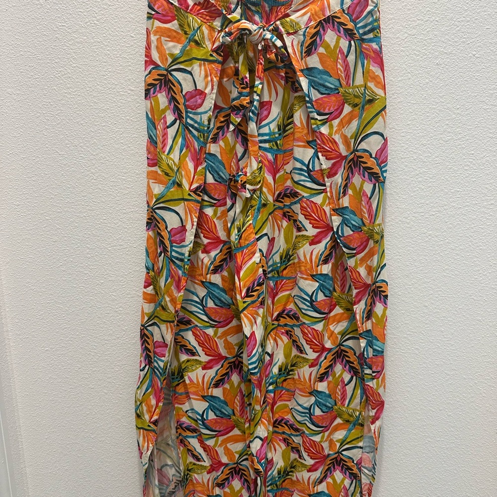 Caribbean Joe Multicolor Floral Side Slits pants NWOT